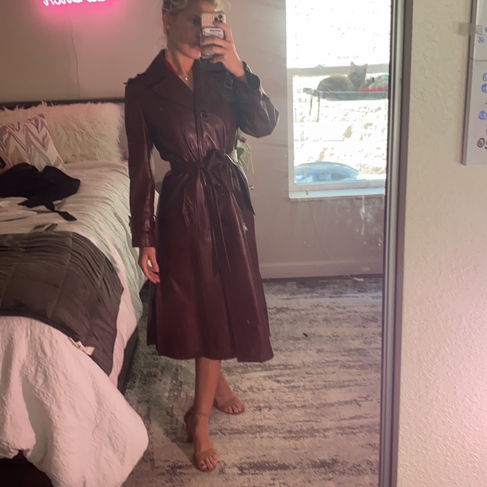 ETIENNE AIGNER Long Genuine Leather Trench Coat